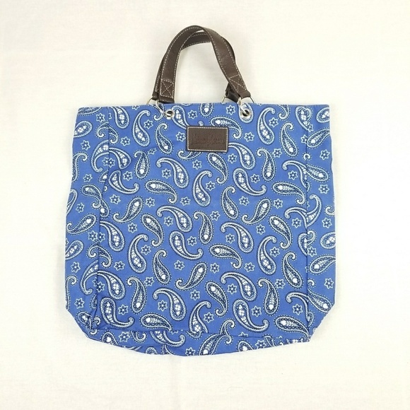 Neiman Marcus Handbags - Neiman Marcus Blue Paisley Fabric Tote
